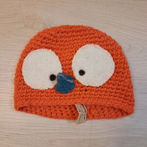 NEW Show Burd Crochet Orange Bird 100% Alpaca Outdoor Warm‎ Cute Unisex Kids Hat